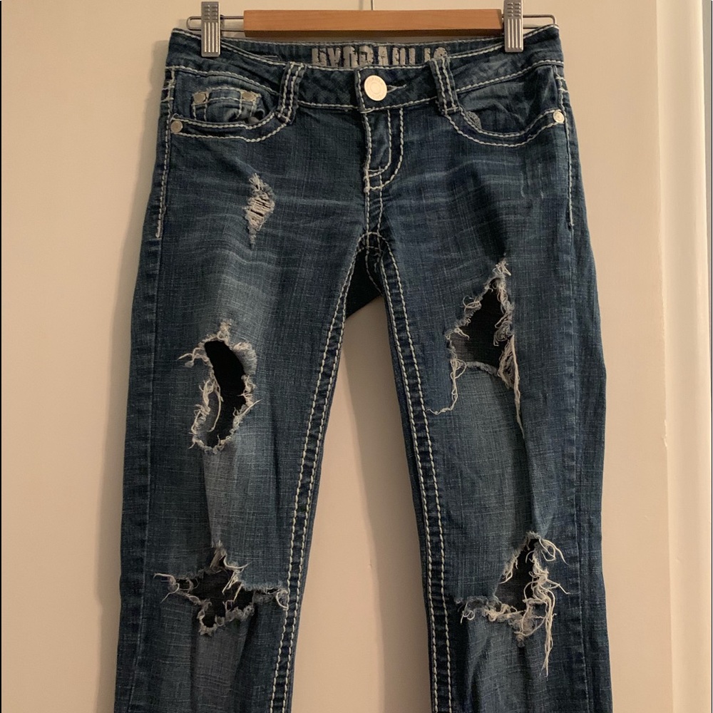 Highly distressed skinny jeans